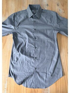 NEW Edwards Signature Dress Shirt Mens Size 33 S Grey Long Sleeve NWOT
